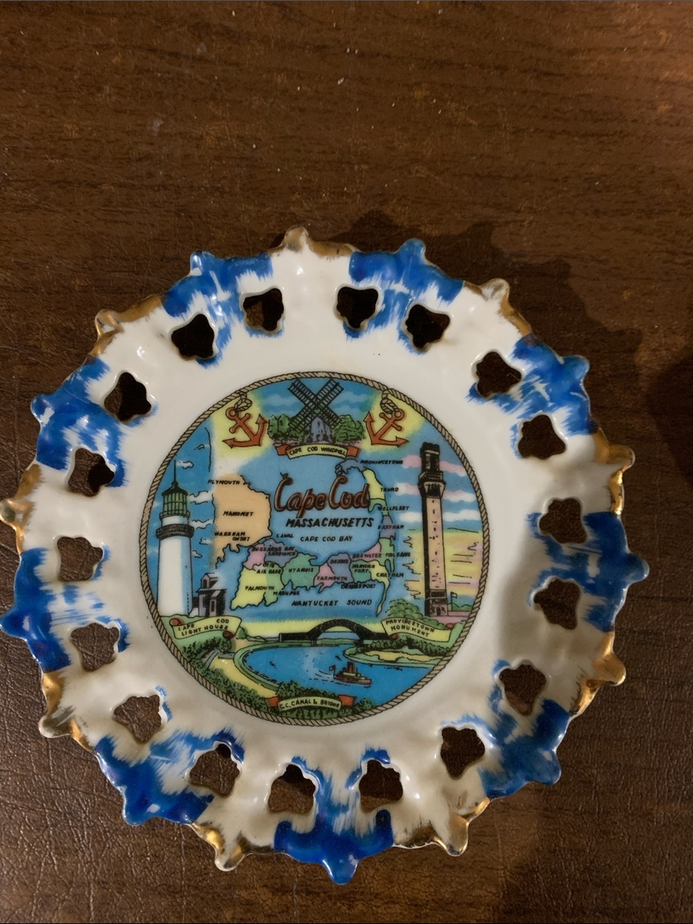 Cape Cod Massachusetts Decorative Souvenir Plate - Blue and White